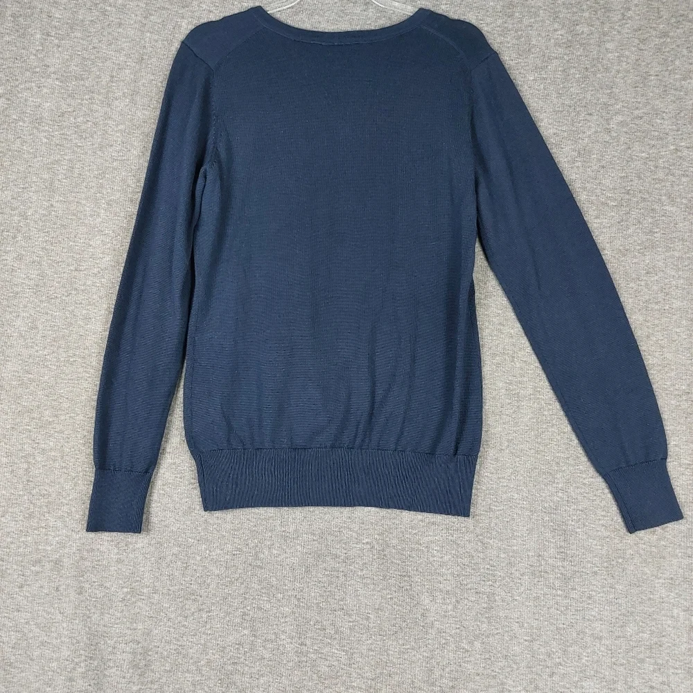CUTTER & BUCK MENS NAVY BLUE LAKEMONT VNECK MERINO WOOL BLEND PREPPY SWEATER L